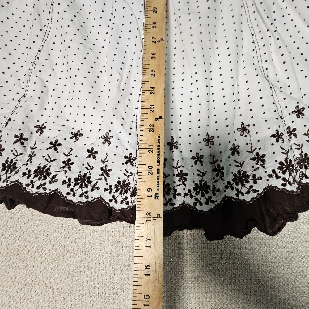 Joe Benbasset White Brown Floral Embroidered Lined Babydoll Skirt SM - Picture 6 of 11